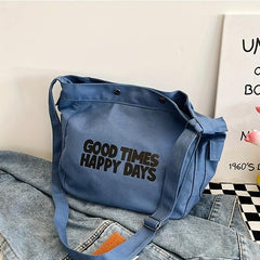 Vintage Letter Pattern Hobo Bag Lightweight Shoulder Bag