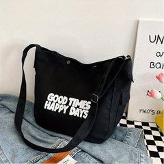 Vintage Letter Pattern Hobo Bag Lightweight Shoulder Bag