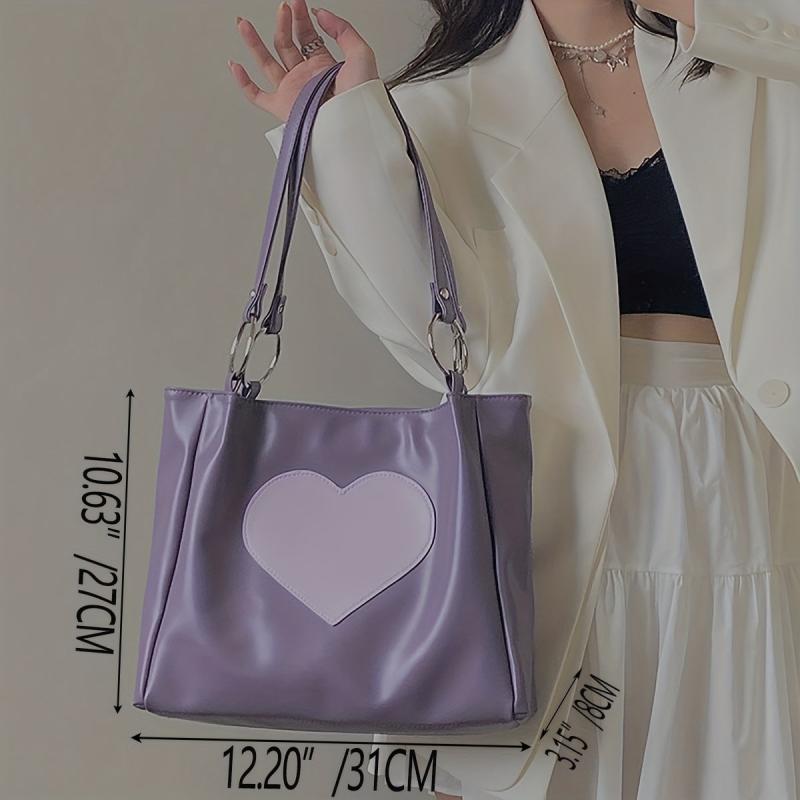 Love Pattern Tote Bag Minimalist Shoulder Bag Large Capacity All Match Bag
