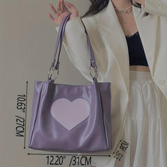 Love Pattern Tote Bag Minimalist Shoulder Bag Large Capacity All Match Bag