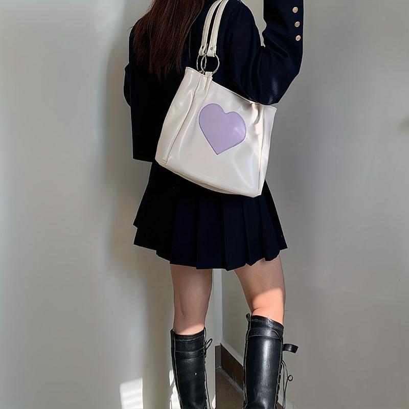 Love Pattern Tote Bag Minimalist Shoulder Bag Large Capacity All Match Bag