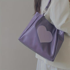 Love Pattern Tote Bag Minimalist Shoulder Bag Large Capacity All Match Bag