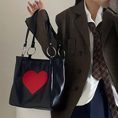 Love Pattern Tote Bag Minimalist Shoulder Bag Large Capacity All Match Bag