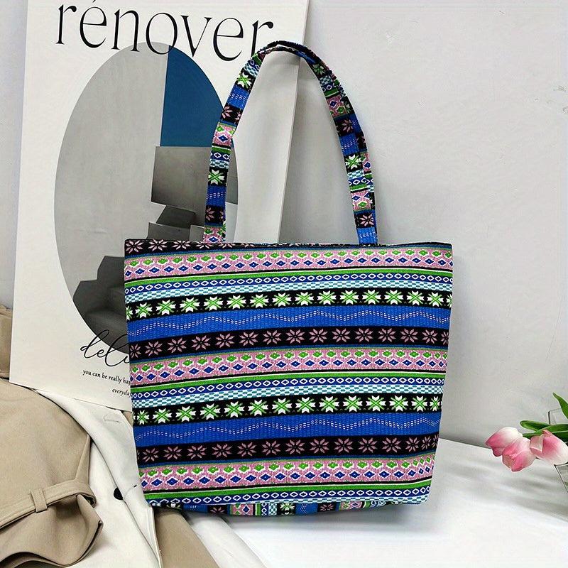 Ethnic Embroidered Tote Bag Canvas Shoulder Handbag