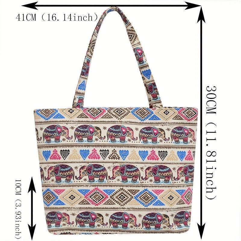 Ethnic Embroidered Tote Bag Canvas Shoulder Handbag