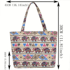 Ethnic Embroidered Tote Bag Canvas Shoulder Handbag
