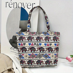 Ethnic Embroidered Tote Bag Canvas Shoulder Handbag