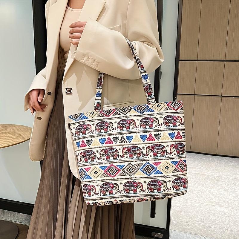 Ethnic Embroidered Tote Bag Canvas Shoulder Handbag