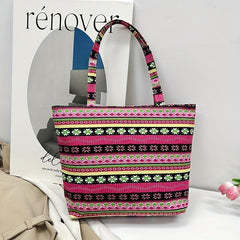 Ethnic Embroidered Tote Bag Canvas Shoulder Handbag
