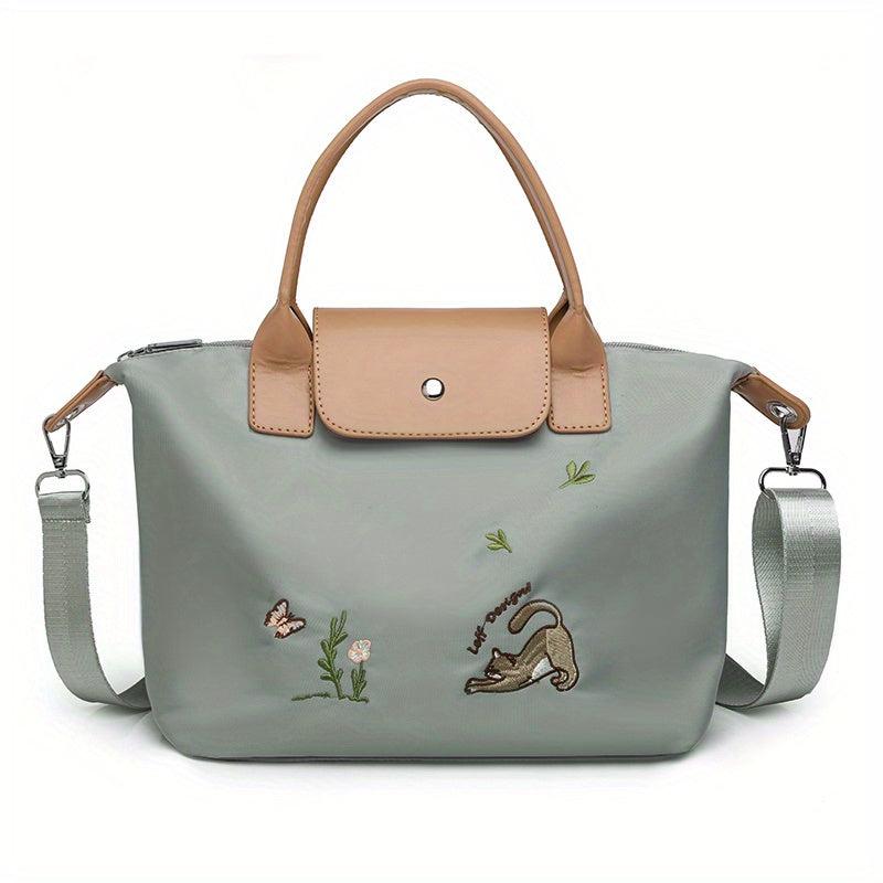 Cat Pattern Tote Bag Large Capacity Satchel Top Handle Dumpling Shoulder Bag