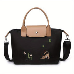 Cat Pattern Tote Bag Large Capacity Satchel Top Handle Dumpling Shoulder Bag