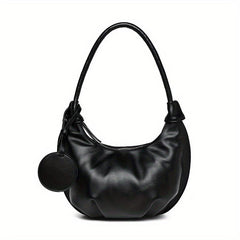 Pleated Dumpling Pendant Underarm Bag PU Leather Crescent Bag Purse