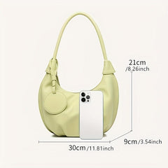 Pleated Dumpling Pendant Underarm Bag PU Leather Crescent Bag Purse