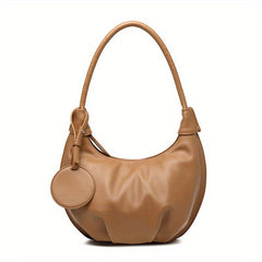 Pleated Dumpling Pendant Underarm Bag PU Leather Crescent Bag Purse
