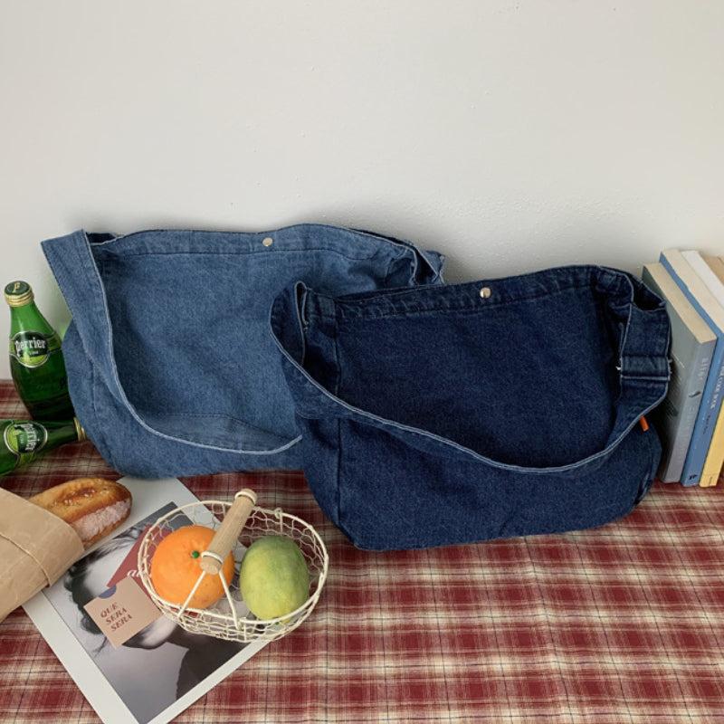 Denim Canvas Hobo Bag Large Capacity Crossbody Bag Retro Style Shoulder Bag