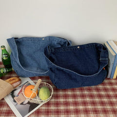 Denim Canvas Hobo Bag Large Capacity Crossbody Bag Retro Style Shoulder Bag
