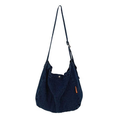 Denim Canvas Hobo Bag Large Capacity Crossbody Bag Retro Style Shoulder Bag