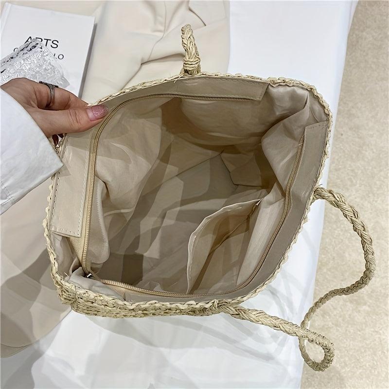 Minimalist Straw Tote Bag Portable Shoulder Bag