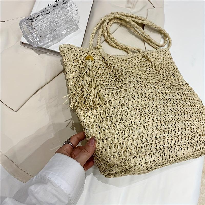 Minimalist Straw Tote Bag Portable Shoulder Bag