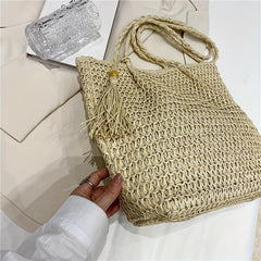 Minimalist Straw Tote Bag Portable Shoulder Bag