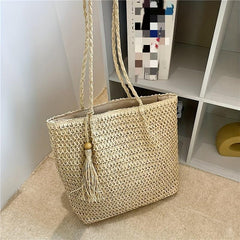 Minimalist Straw Tote Bag Portable Shoulder Bag