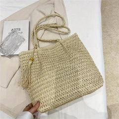Minimalist Straw Tote Bag Portable Shoulder Bag