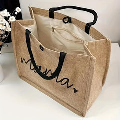 Large Capacity Canvas Tote Bag With Wristlet Purse