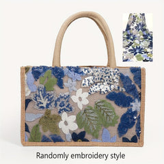 Sequins Decor Satchel Tote Bag Stylish Burlap Shoulder Bag For Party