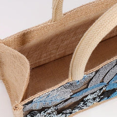 Sequins Decor Satchel Tote Bag Stylish Burlap Shoulder Bag For Party