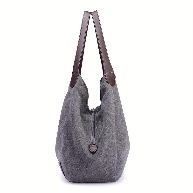 Canvas Tote Bag Large Capacity Shoulder Bag for Travel & Shopping