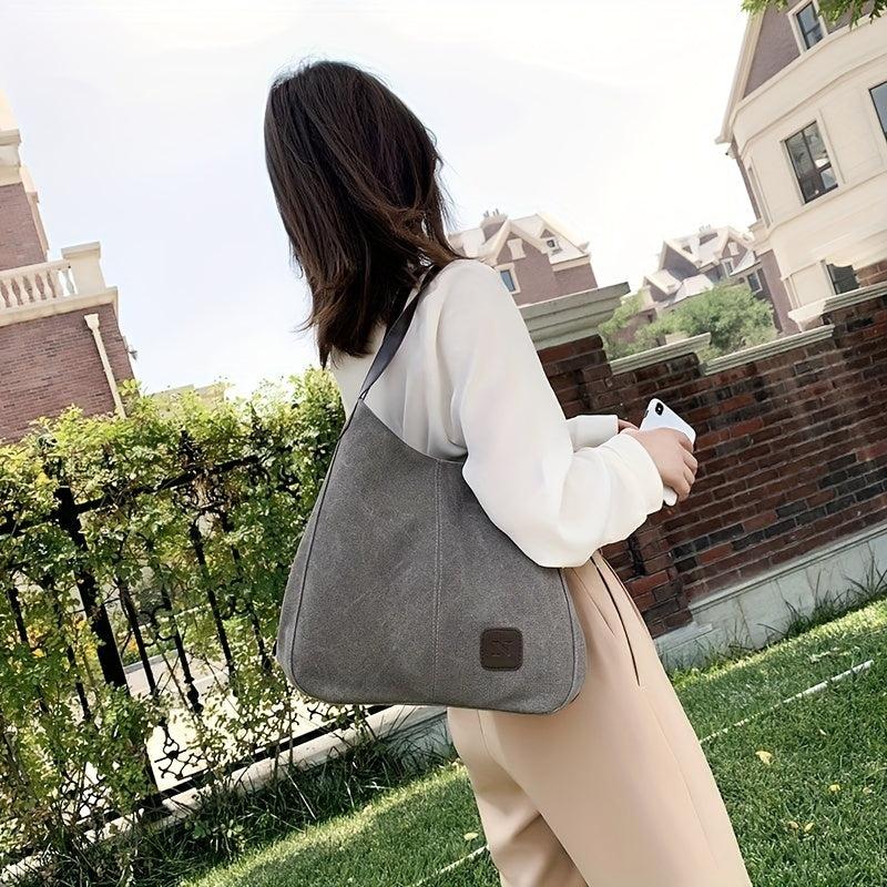Canvas Tote Bag Large Capacity Shoulder Bag for Travel & Shopping