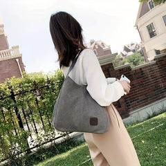 Canvas Tote Bag Large Capacity Shoulder Bag for Travel & Shopping