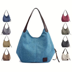 Canvas Tote Bag Large Capacity Shoulder Bag for Travel & Shopping