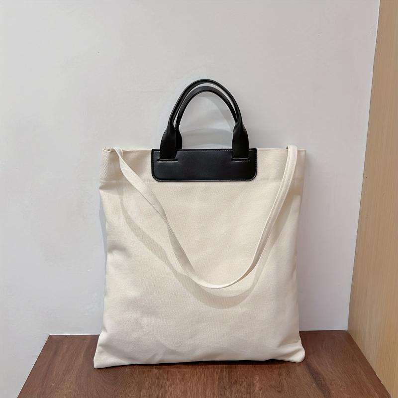 Large Capacity Canvas Tote Bag Durable Lightweight Shoulder Bag