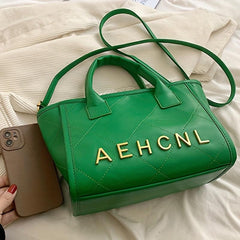 Argyle Stitching Detail Shoulder Bag Zipper Handbag