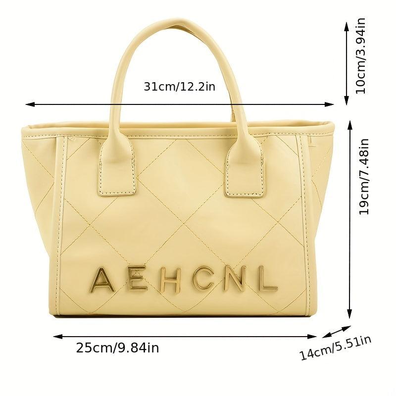 Argyle Stitching Detail Shoulder Bag Zipper Handbag