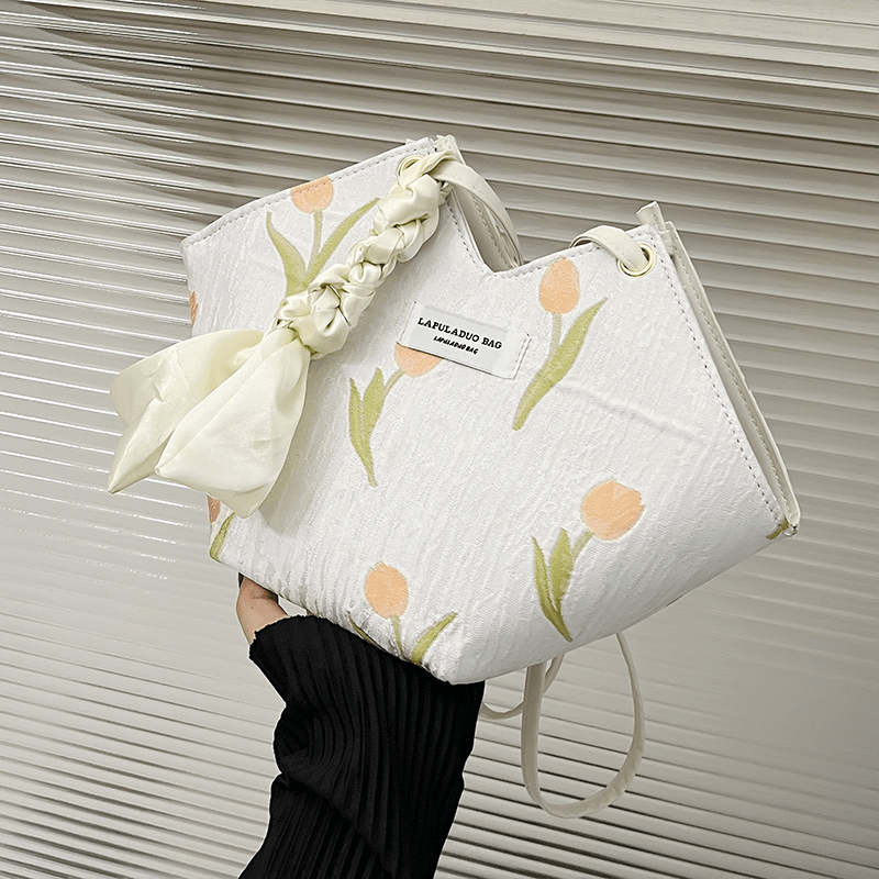 Floral Pattern Shoulder Bag All Match Tote Bag Niche Bag