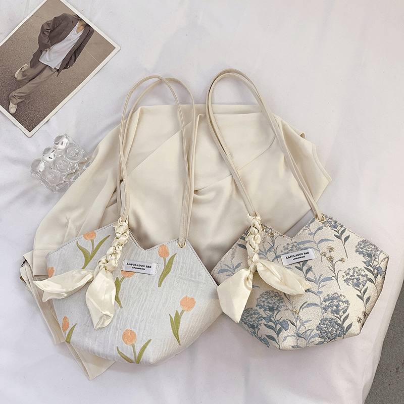 Floral Pattern Shoulder Bag All Match Tote Bag Niche Bag