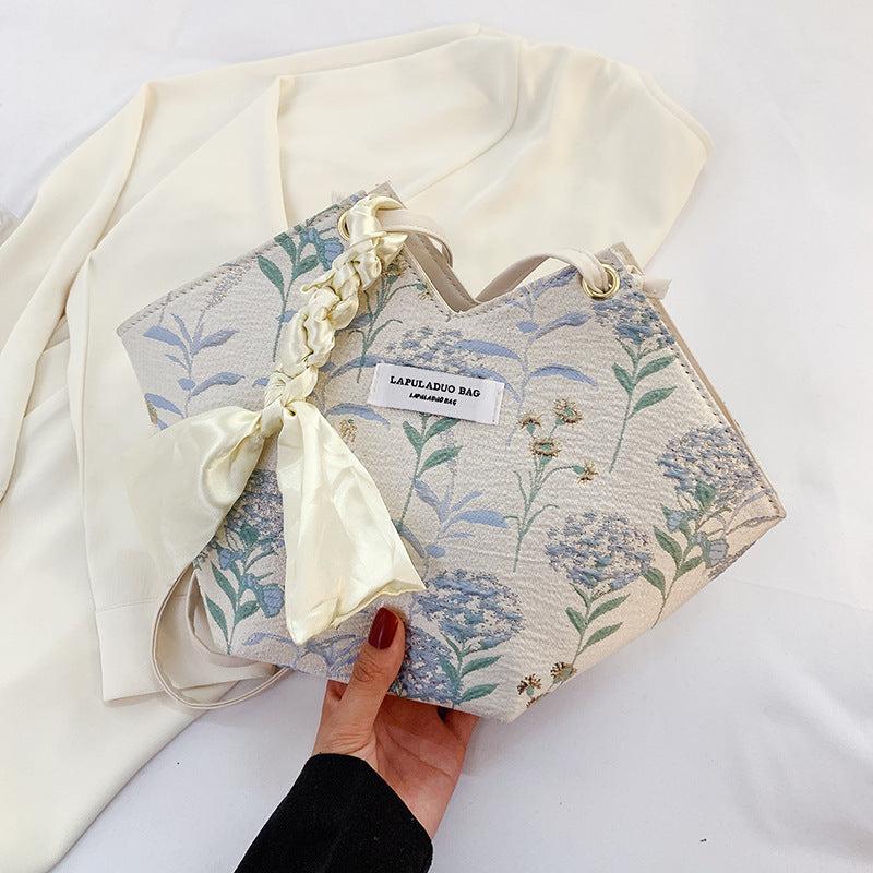 Floral Pattern Shoulder Bag All Match Tote Bag Niche Bag