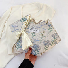 Floral Pattern Shoulder Bag All Match Tote Bag Niche Bag