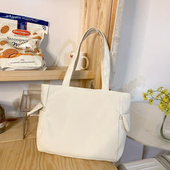 Minimalist Canvas Tote Bag Large Capacity Shoulder Bag Lightweight Books Storage