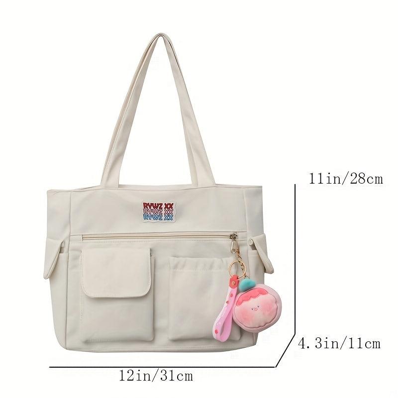 Minimalist Canvas Tote Bag Large Capacity Shoulder Bag Lightweight Books Storage