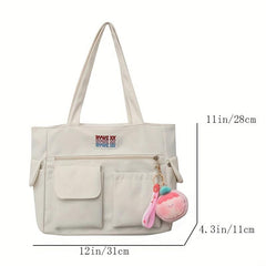 Minimalist Canvas Tote Bag Large Capacity Shoulder Bag Lightweight Books Storage