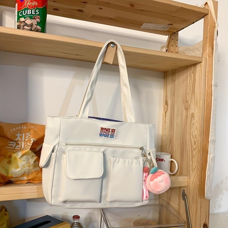 Minimalist Canvas Tote Bag Large Capacity Shoulder Bag Lightweight Books Storage