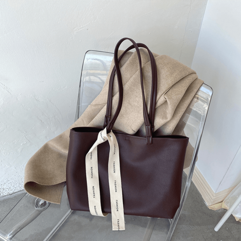 Women's Large Capacity Tote Bag for Work with Ribbon Decor