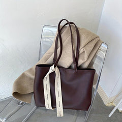 Women's Large Capacity Tote Bag for Work with Ribbon Decor