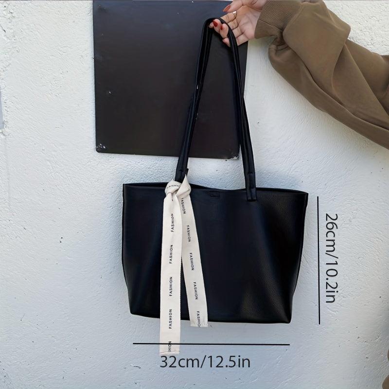 Women's Large Capacity Tote Bag for Work with Ribbon Decor