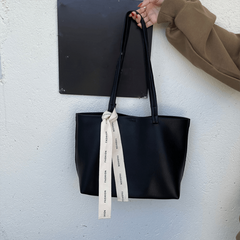 Women's Large Capacity Tote Bag for Work with Ribbon Decor