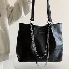 Large Capacity Tote Bag with Chain & Bead Strap