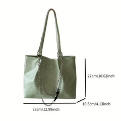 Large Capacity Tote Bag with Chain & Bead Strap
